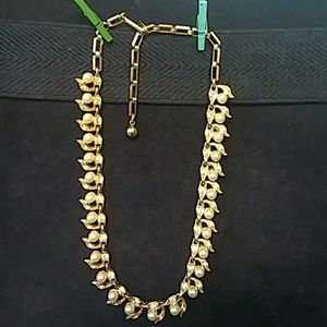 Rhinestone faux pearl goldtone choker necklace